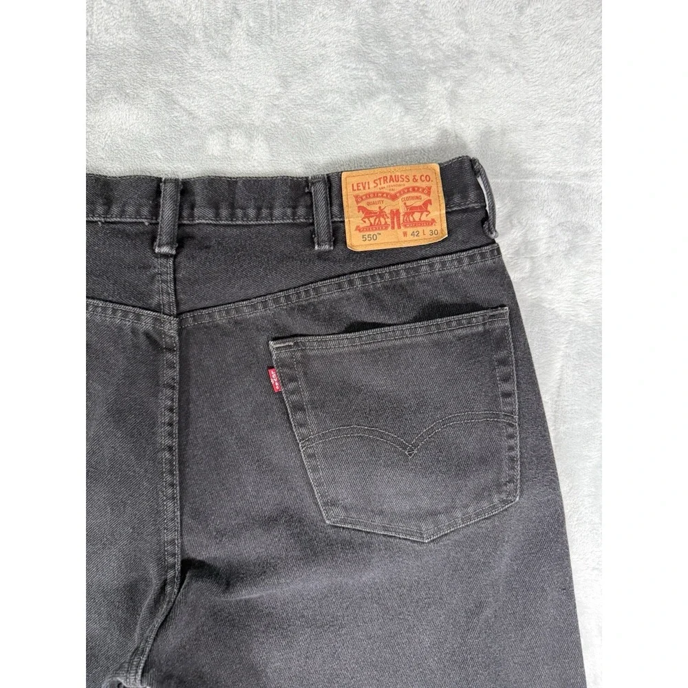 Levis 550 Jeans Mens‎ 42x30 Black Denim Relaxed Fit Tapered Leg